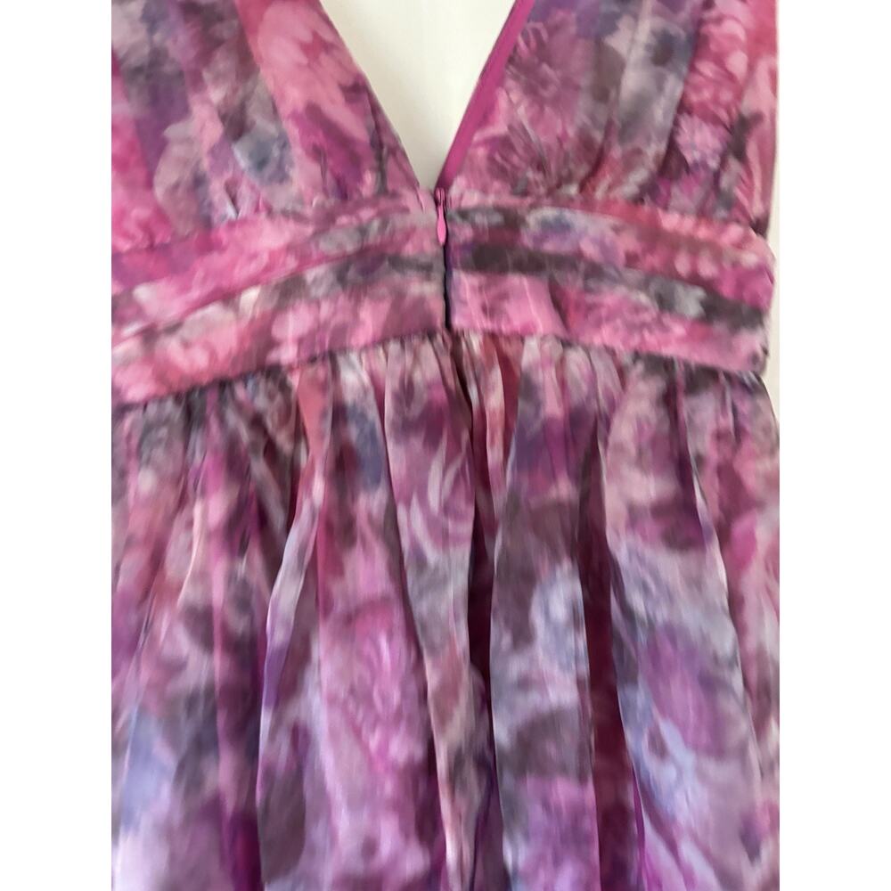 Lulus Dress Small Gown Aline Maxi Long Pink Floral Vneck Sleeveless New - Picture 4 of 13